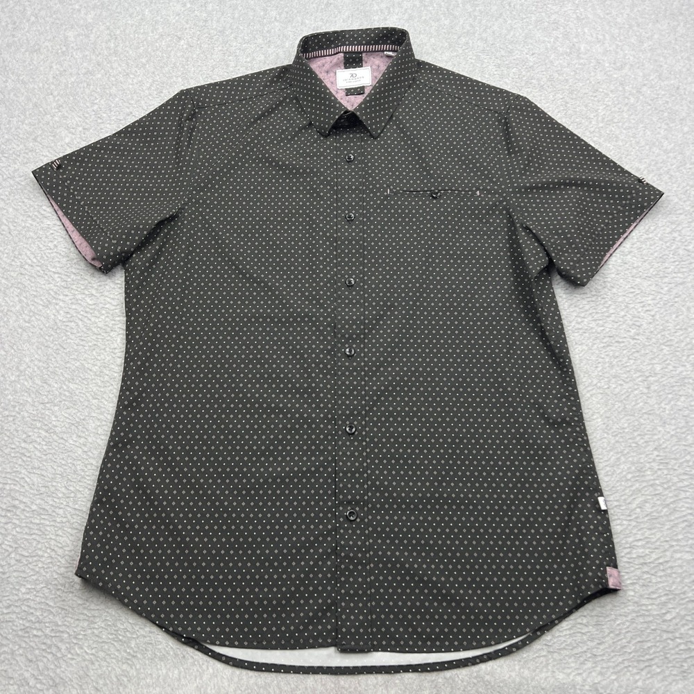 7 Diamonds Medina Button Down Mens Medium Geometric Liberty 4-Way Stretch Shirt